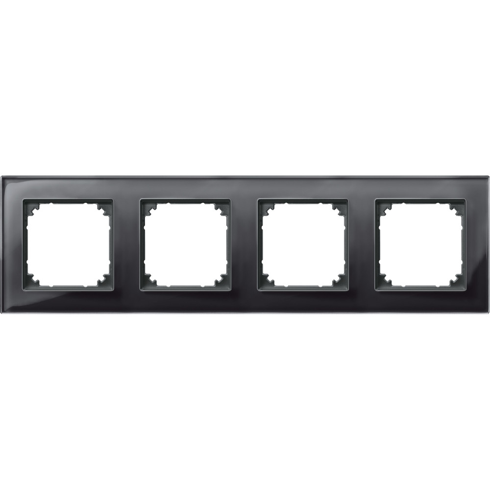 M-PLAN real glass frame, 4-gang, Onyx black