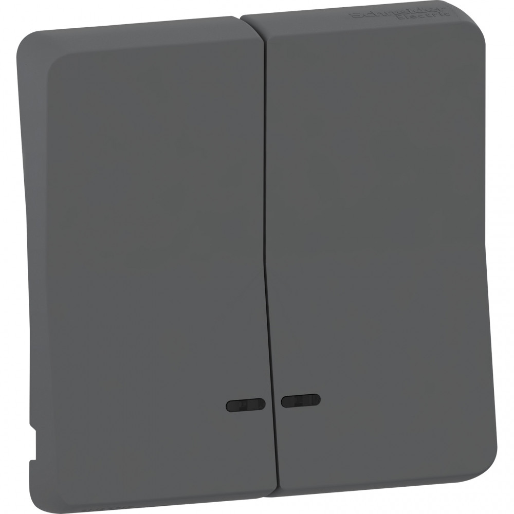MUREVA S ДВОЙНАЯ КЛАВИША с линзой подсветки, АНТРАЦИТ, IP55