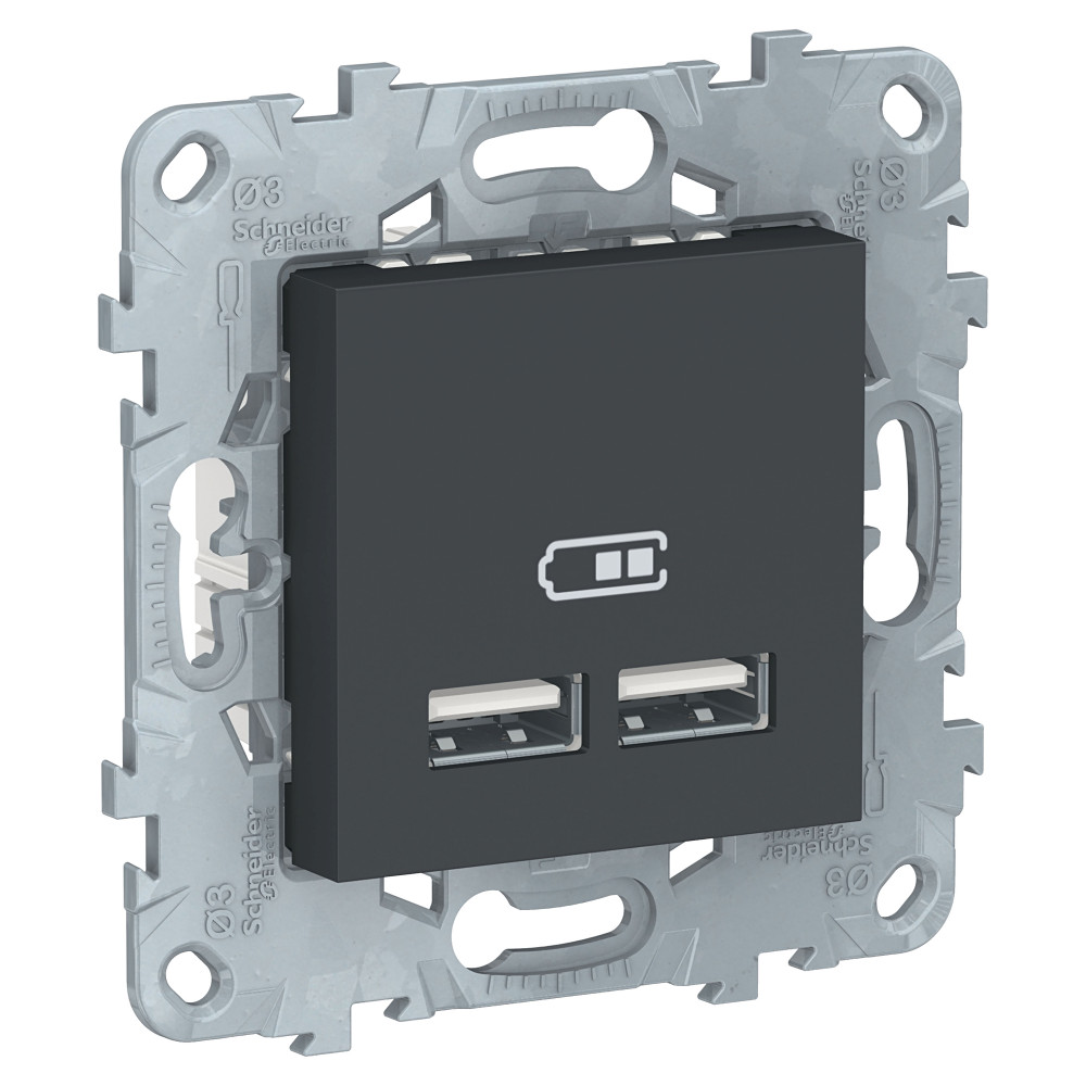 UNICA NEW РОЗЕТ. USB, 5В/2100 мА, АНТРАЦ