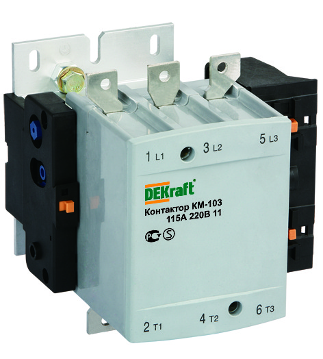 Контактор 115А 220В АС3 1НО+1НЗ КМ-103 Dekraft