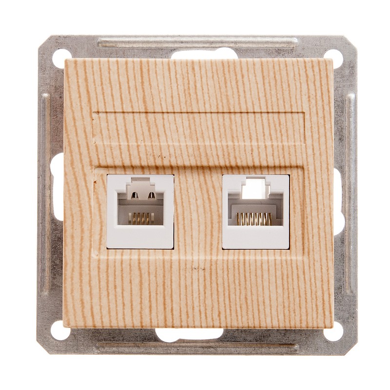 W59 РОЗЕТКА двойная RJ11+RJ45, 160В, 1А, кат.5Е, механизм, СОСНА