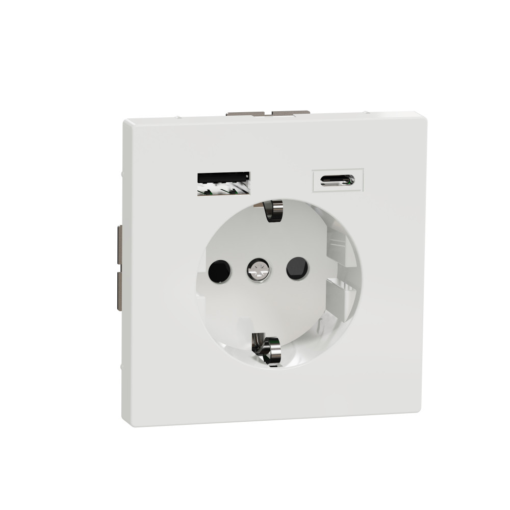 MERTEN D-Life РОЗЕТКА силовая 16 A с зарядкой USB A+C 3 A, БЕЛЫЙ ЛОТОС