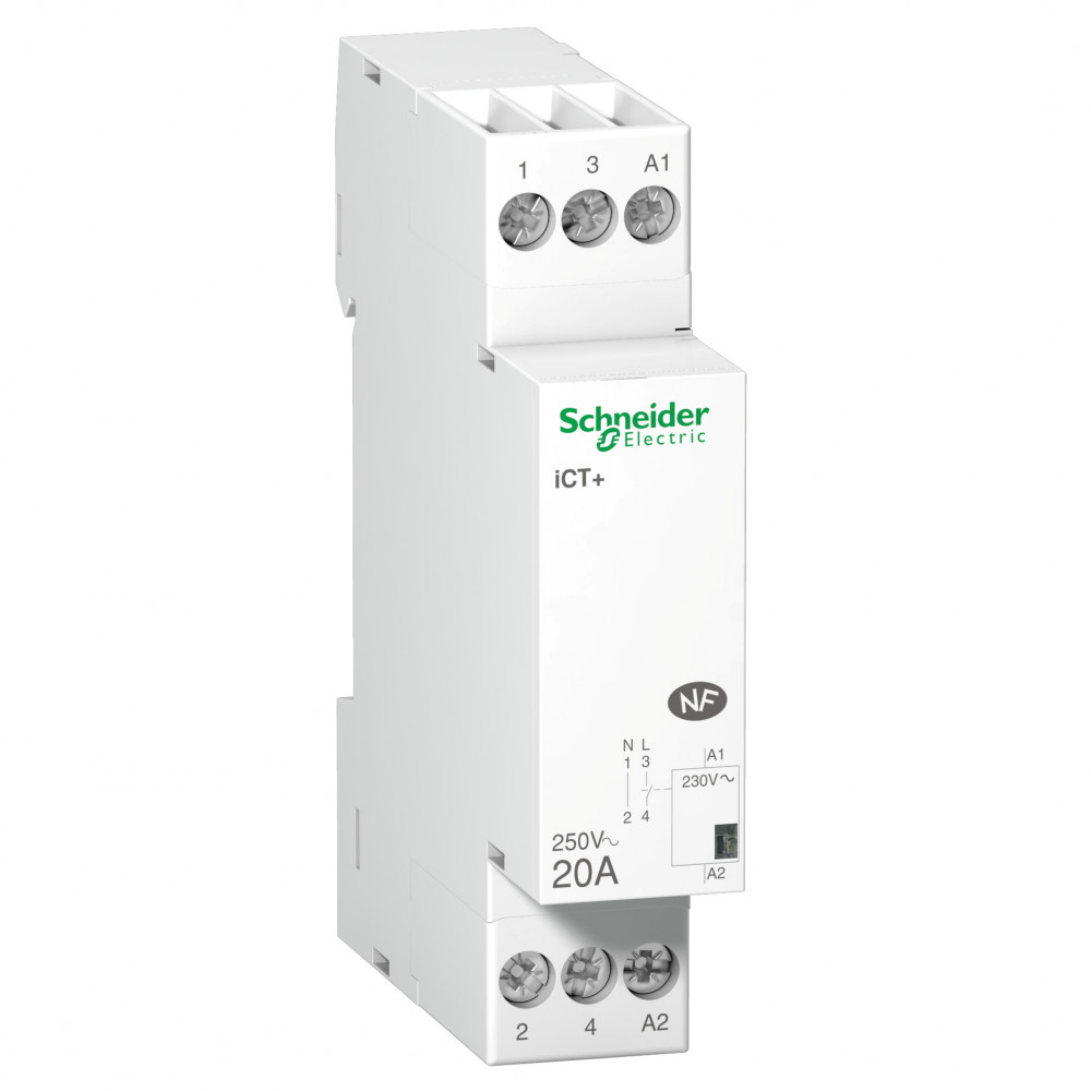 ICT+ КОНТАКТОР 20A 1P+N UC 230VAC LED