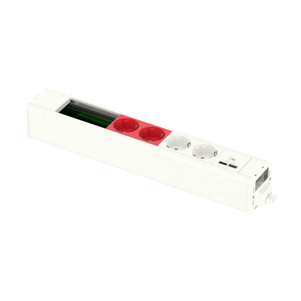 US+ Блок 2хРозетка БЕЛАЯ+2хРозетка КРАСНАЯ+2USB A/C +место (45х90) под VDI БЕЛЫЙ