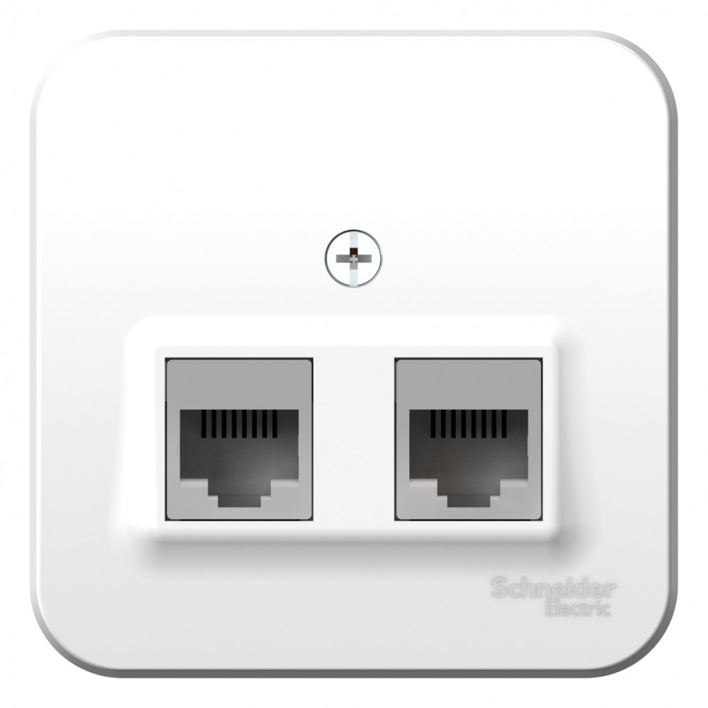 BLANCA О/У РОЗЕТКА двойная компьютерная RJ45, кат.5E, ИЗОЛ.ПЛ.,БЕЛЫЙ