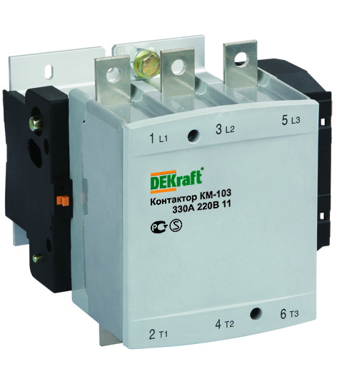 Контактор 400А 220В АС3 1НО+1НЗ КМ-103 Dekraft