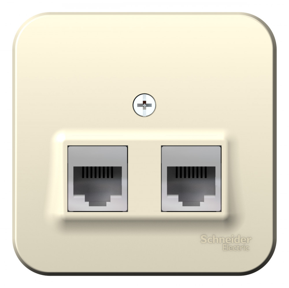 BLANCA О/У РОЗЕТКА двойная: комп.RJ45, кат.5E + телеф. RJ11, ИЗОЛ.ПЛ.,МОЛОЧНЫЙ