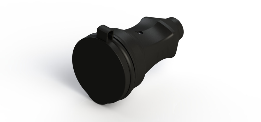 MultiSet Розетка 2К+З кабельная каучуковая 16А/250В IP44 Чёрная