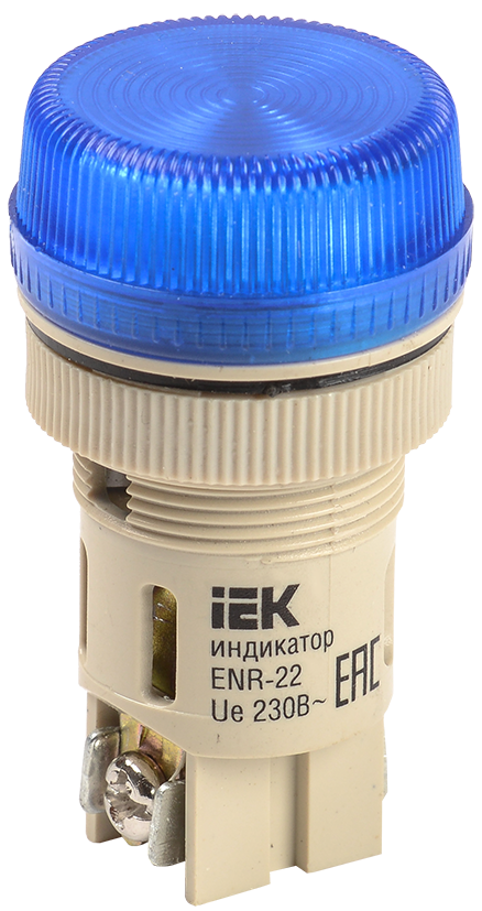 Лампа ENR-22 сигнальная d22мм синий неон/240В цилиндр GENERICA