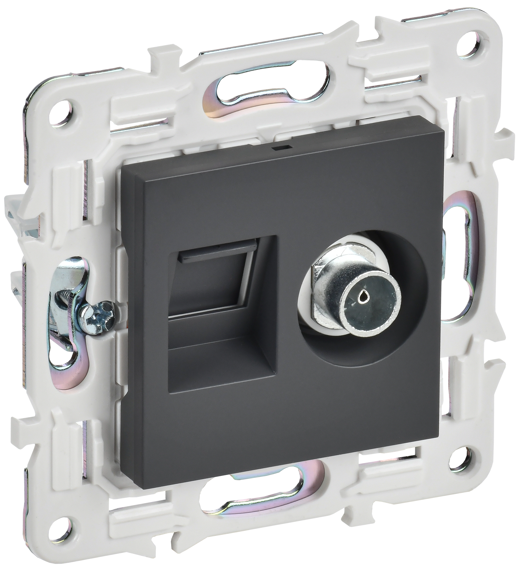 SKANDY Розетка двойная TV+RJ11 SK-A16T титан IEK