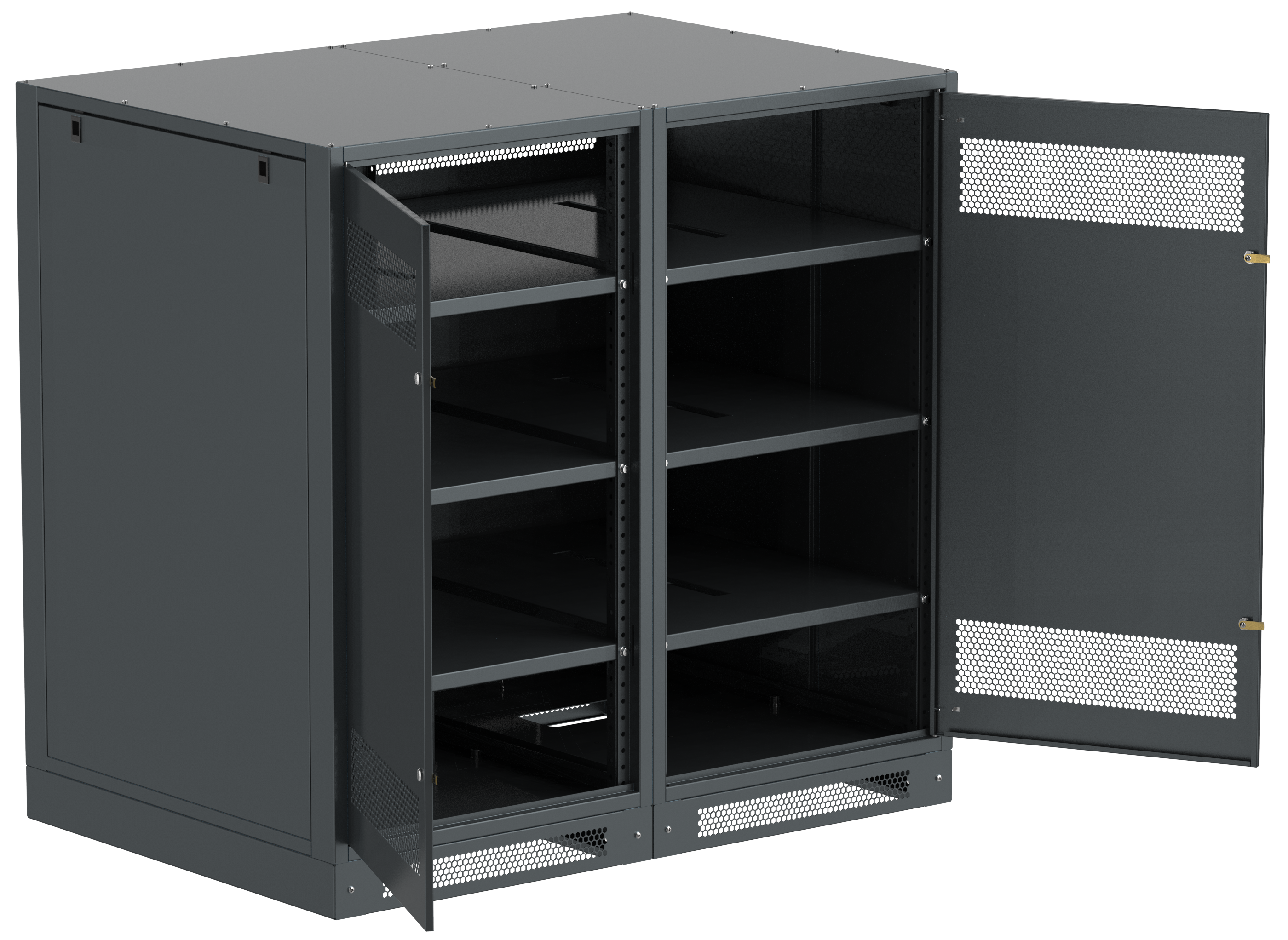 ITK LINEA B Шкаф аккумуляторный (пустой) 1350х1400х950мм двустворчатая металлическая дверь черный