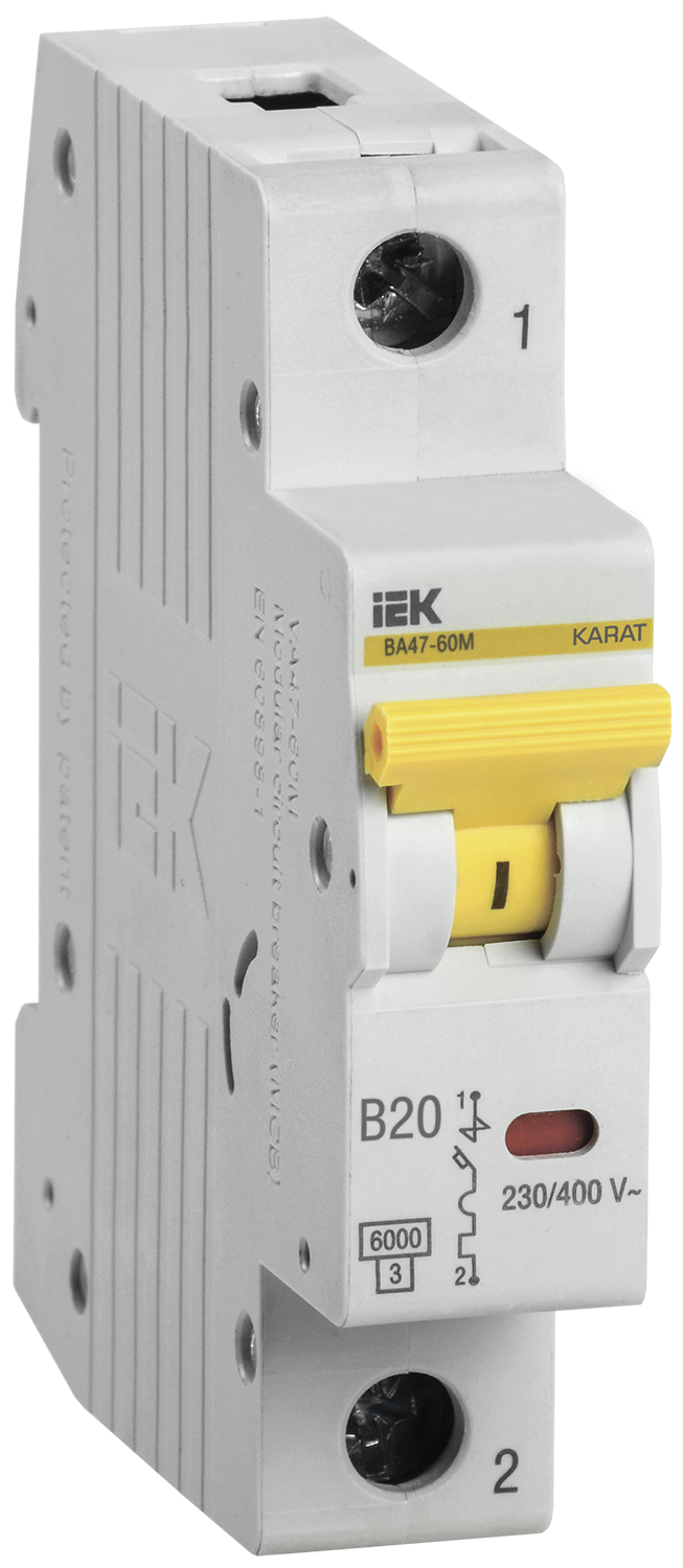 KARAT Автоматический выключатель ВА47-60M 1P B 20А 6кА IEK
