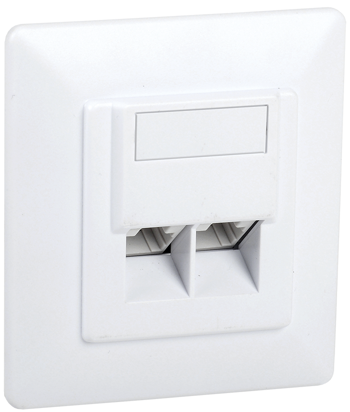 ITK Информационная розетка для внутреннего монтажа RJ45 (8P8C), кат.5E UTP, IDC Dual, 2 порта, белая 