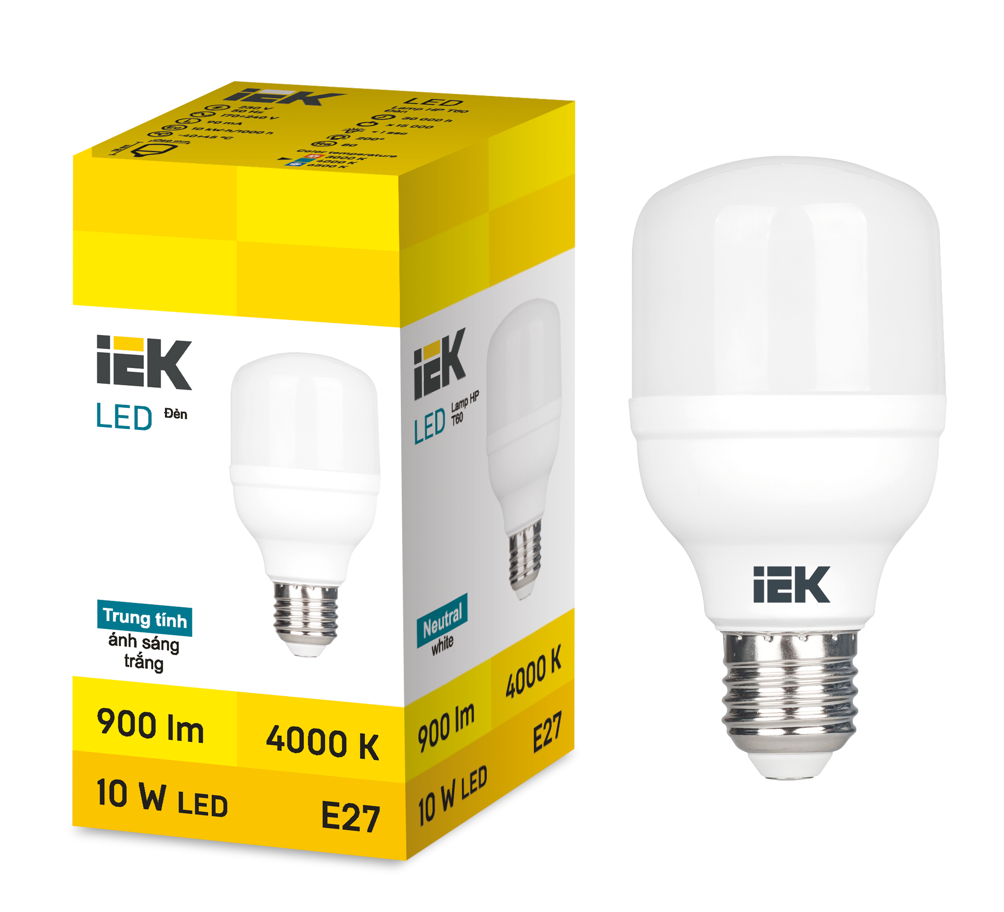 LED HP T60 10W 4000K E27 IEK
