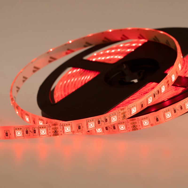 Лента светодиодная 12В, SMD5050, 14,4Вт/м, 60 LED/м, RGB, 10мм, 5м, IP65 LAMPER