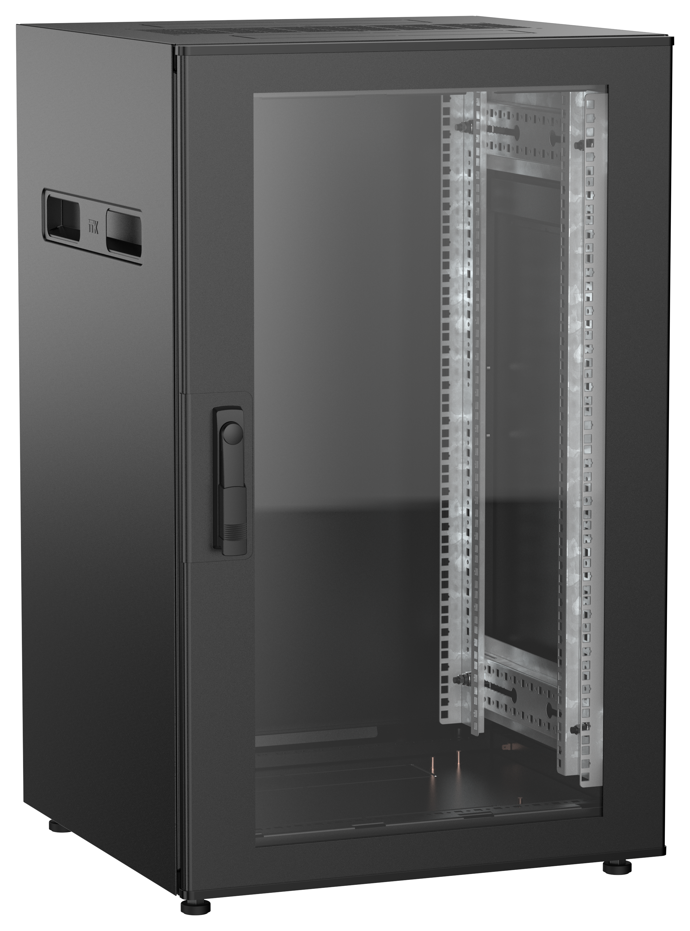 ITK UNITBOX N Шкаф сетевой 19" напольный 18U 600х600мм стеклянная передняя дверь черный