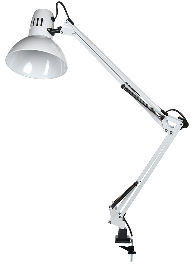LIGHTING Светильник настольный 1014 пантограф на струбцине Е27 белый IEK