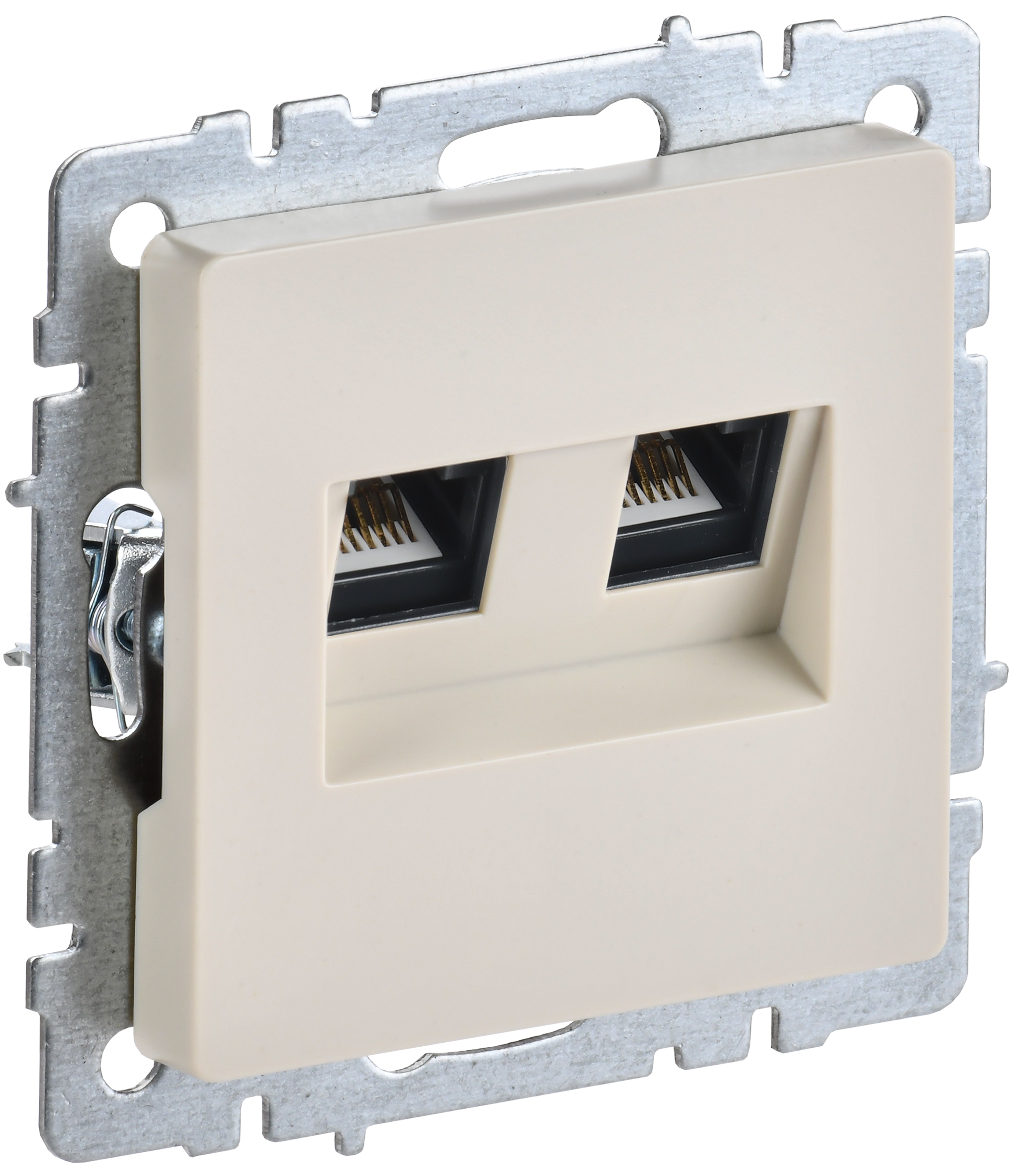 BRITE Розетка компьютерная двойная RJ45 кат.5E РК10-2-БрКр бежевый IEK
