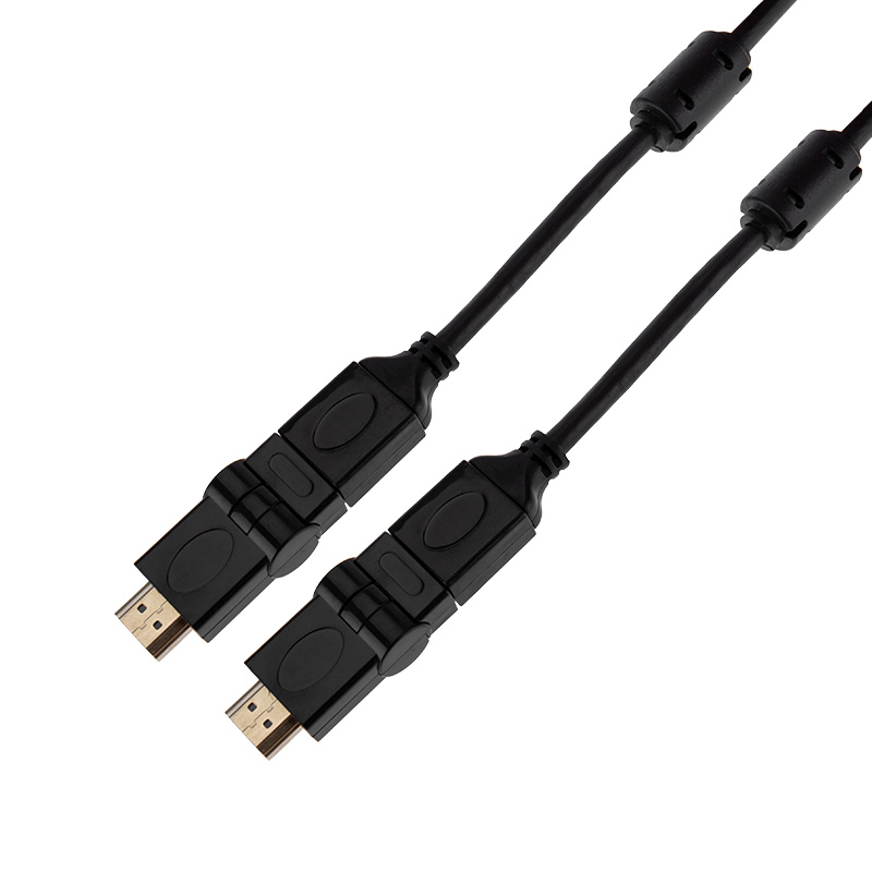 Шнур HDMI – HDMI 1.4, 2м, позолоченный, с фильтрами, угловой 360° REXANT