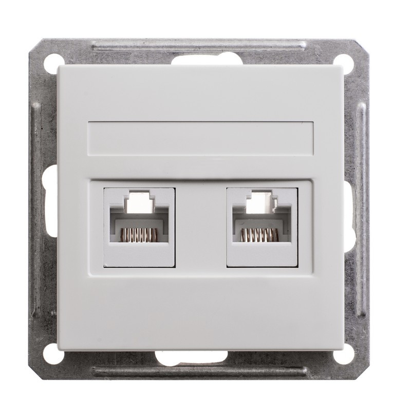 W59 РОЗЕТКА двойная RJ11+RJ45 кат.5e, механизм, БЕЛЫЙ