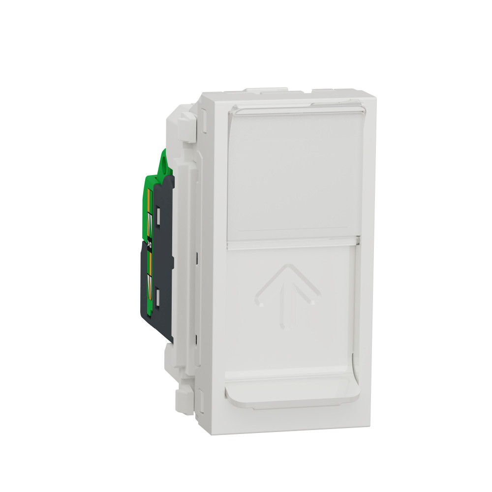 UN РОЗ компьют., RJ45, один., 1 мод., кат. 6, со шт., с пол д/надп., прям., БЕЛ