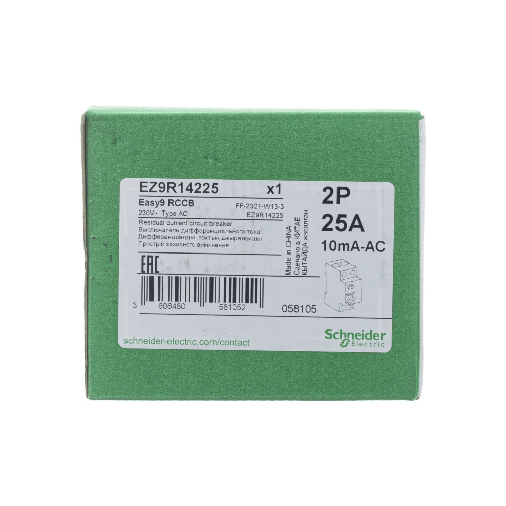 ДИФ. ВЫКЛ. EASY 9 (УЗО) 2П 25А 10мА AC 230В =S=