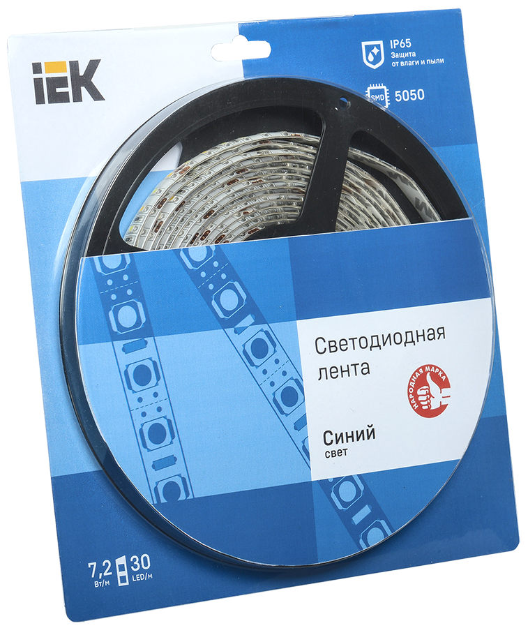 Лента LED 5м блистер LSR-5050B30-7,2-IP65-12V синий цвет IEK