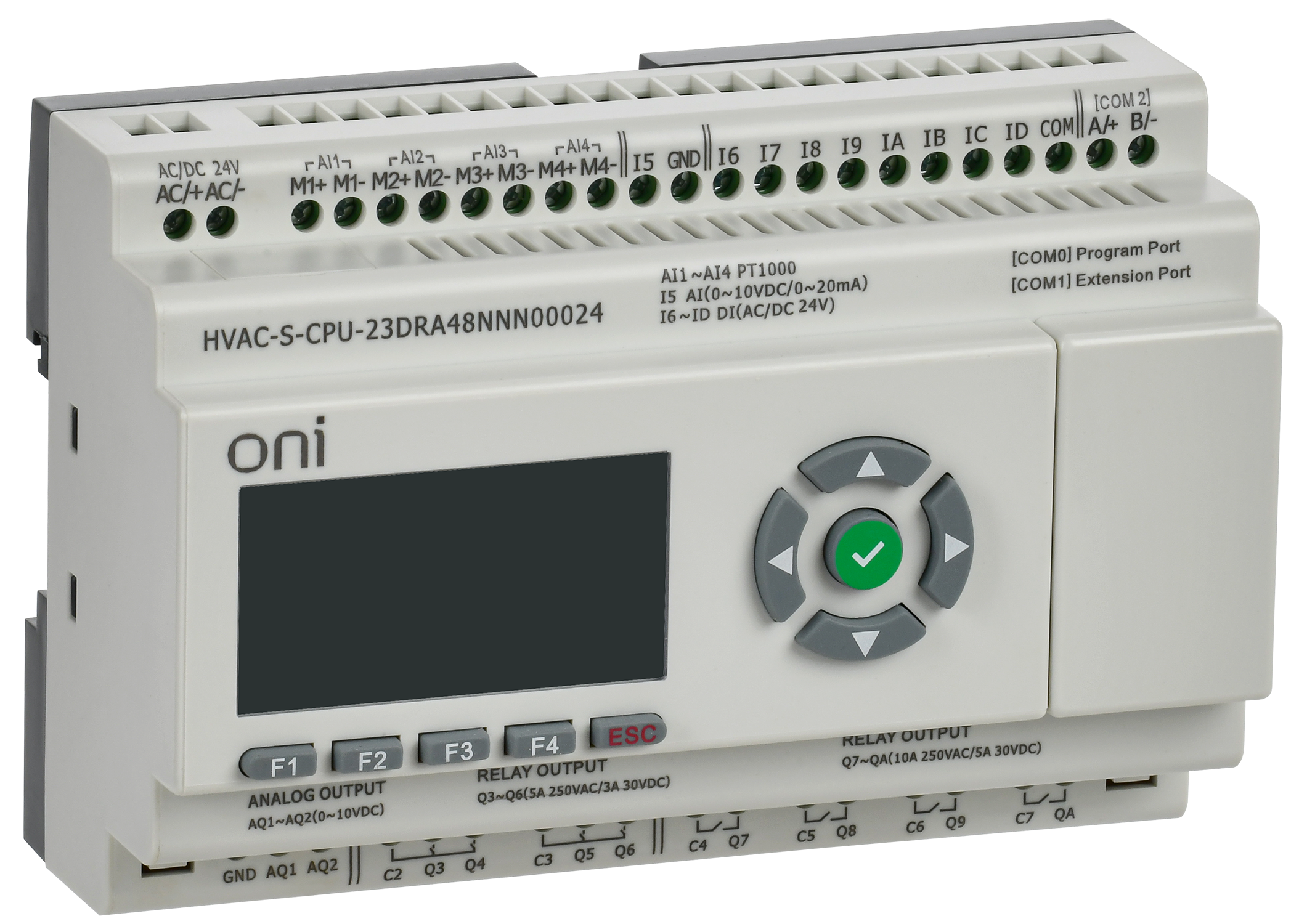 ПЛК HVAC S ЦПУ 8DI 8DO 1AI 4PT 2AO LED дисплей RS485 24В DC Расширяемая версия ONI
