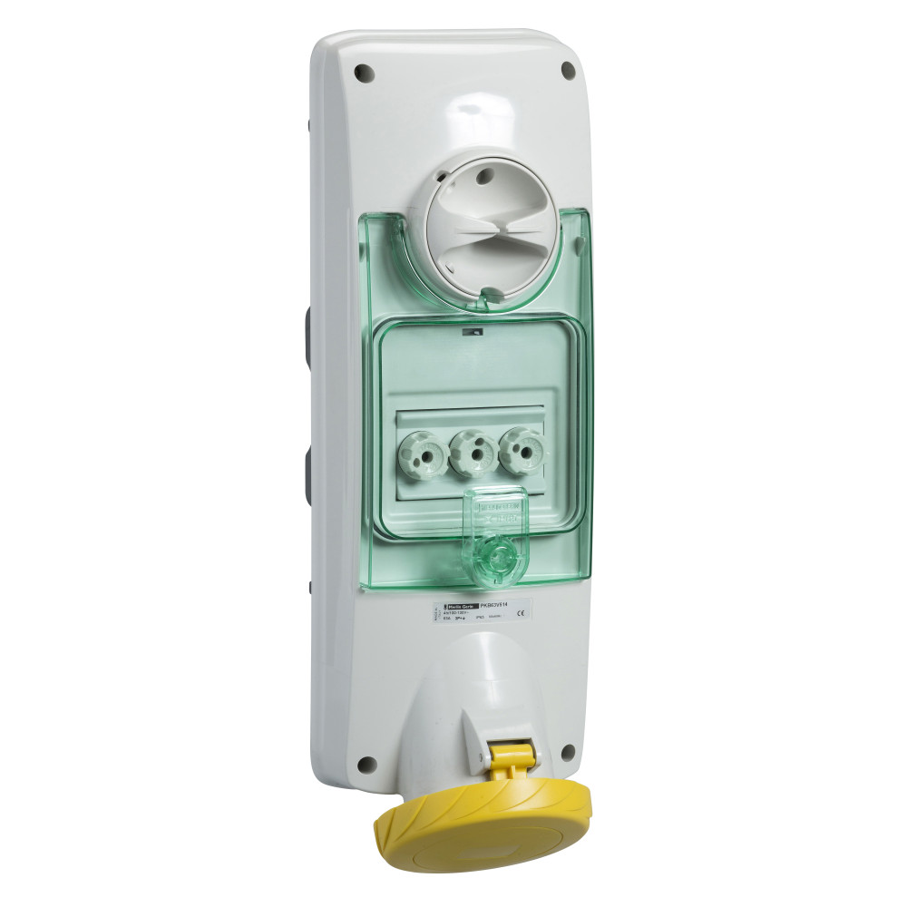 ПАНЕЛЬНАЯ РОЗЕТКА UNIKA С ДЕРЖ ПРЕДОХР 63A 3P-E 100-130 IP 65