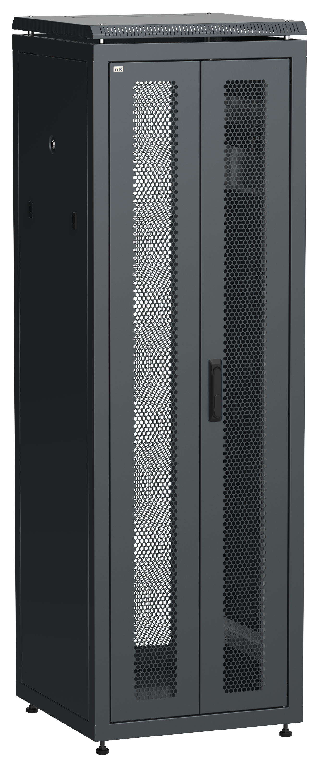 ITK LINEA N Шкаф сетевой 19" 38U 600х600мм двери передняя перфорированная задняя двустворчатая перфорированная черный