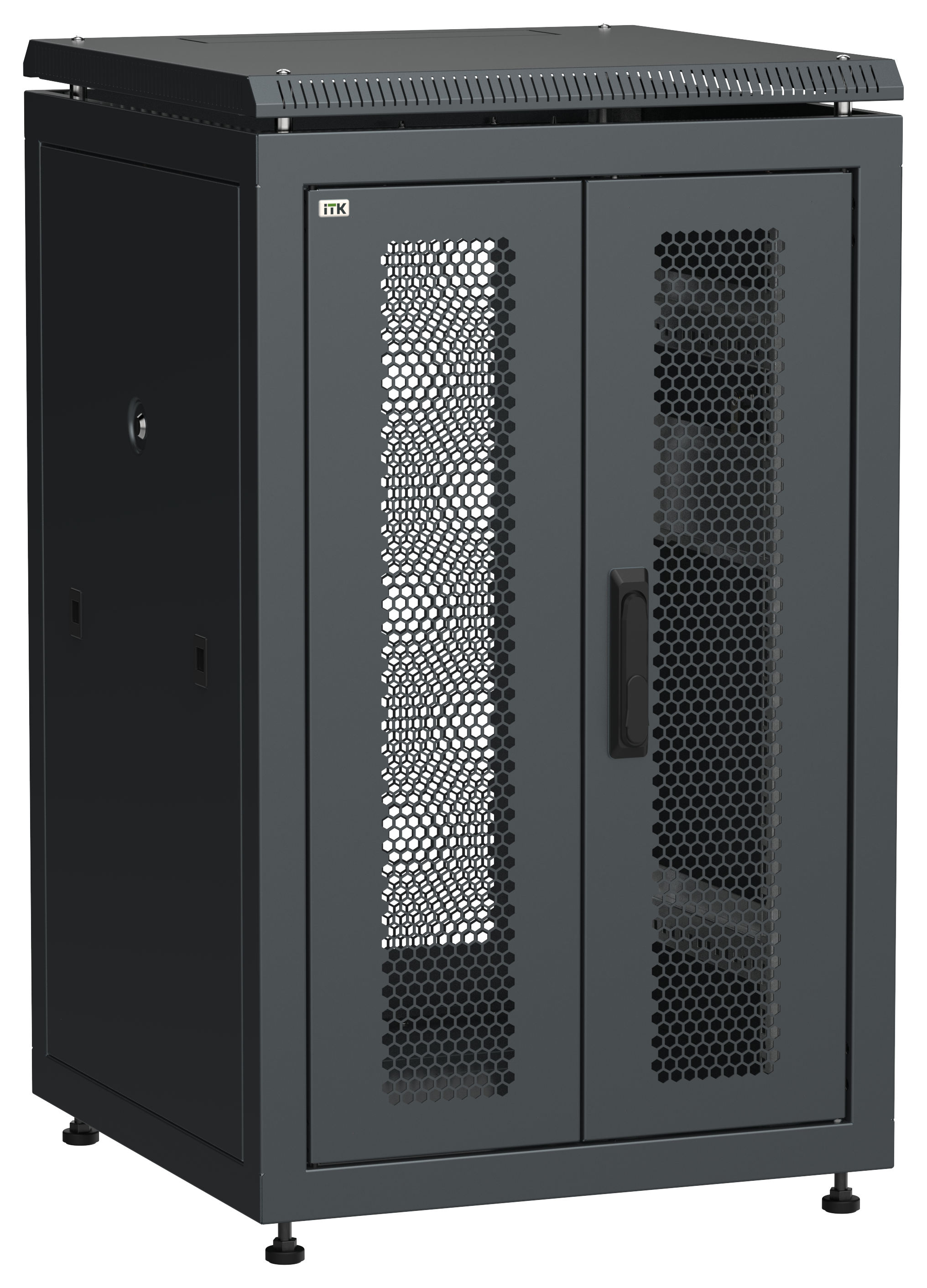 ITK LINEA N Шкаф сетевой 19" 18U 600х600мм двери передняя перфорированная задняя двустворчатая перфорированная черный