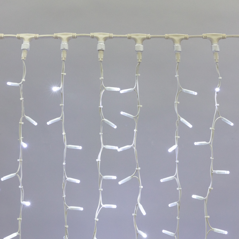 Гирлянда светодиодная Занавес 2х3м 760 LED БЕЛЫЙ белый КАУЧУК IP67постоянное свечение 230В блок в комплекте NEON-NIGHT