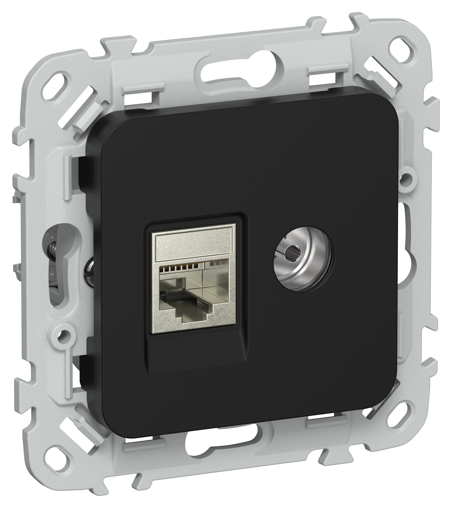 FLITE Розетка 2-местная RJ45/TV категория 6 STP РКТВ6-2-1-ФлЧ черный IEK