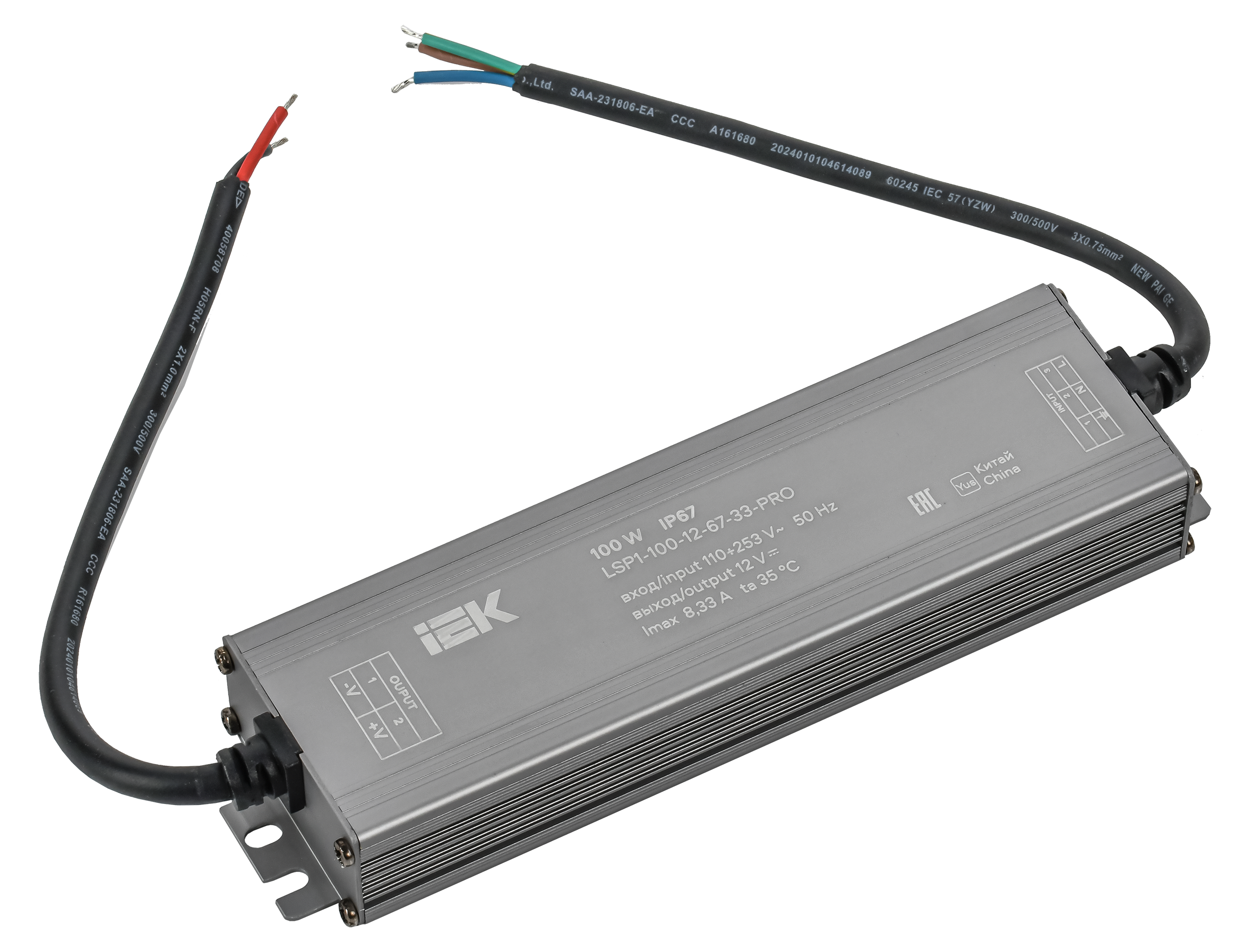 Драйвер LED ИПСН-PRO 100Вт 12В блок-шнуры IP67 IEK