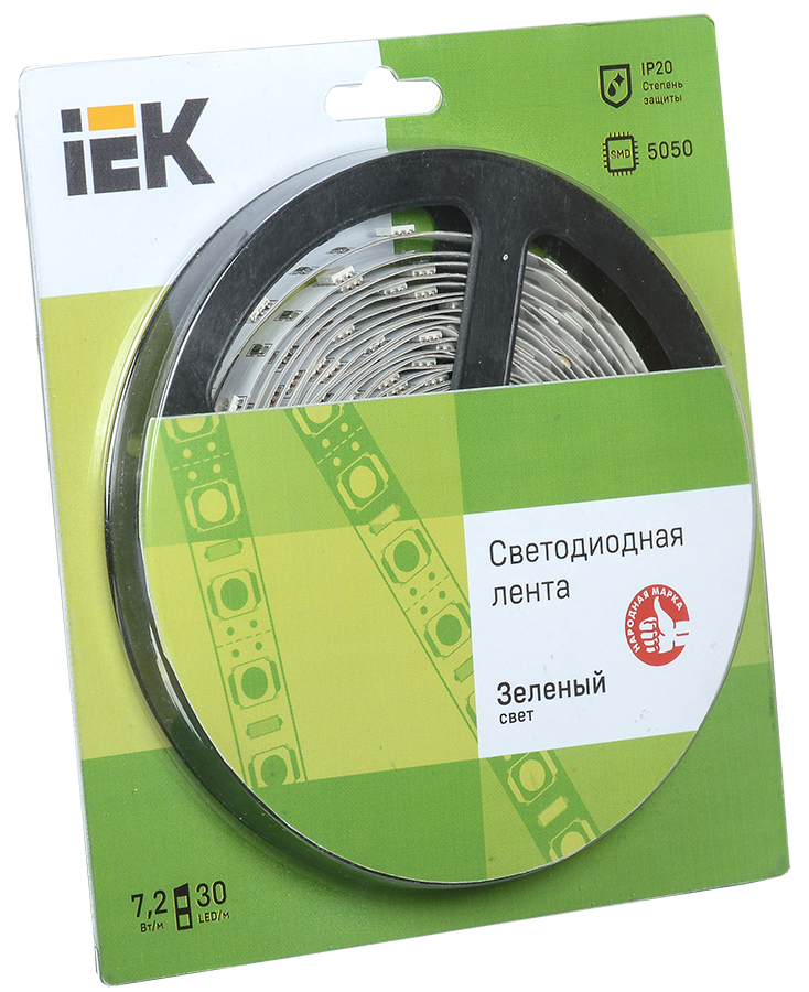 Лента светодиодная 5м блистер LSR-5050G30-7,2-IP20-12V IEK