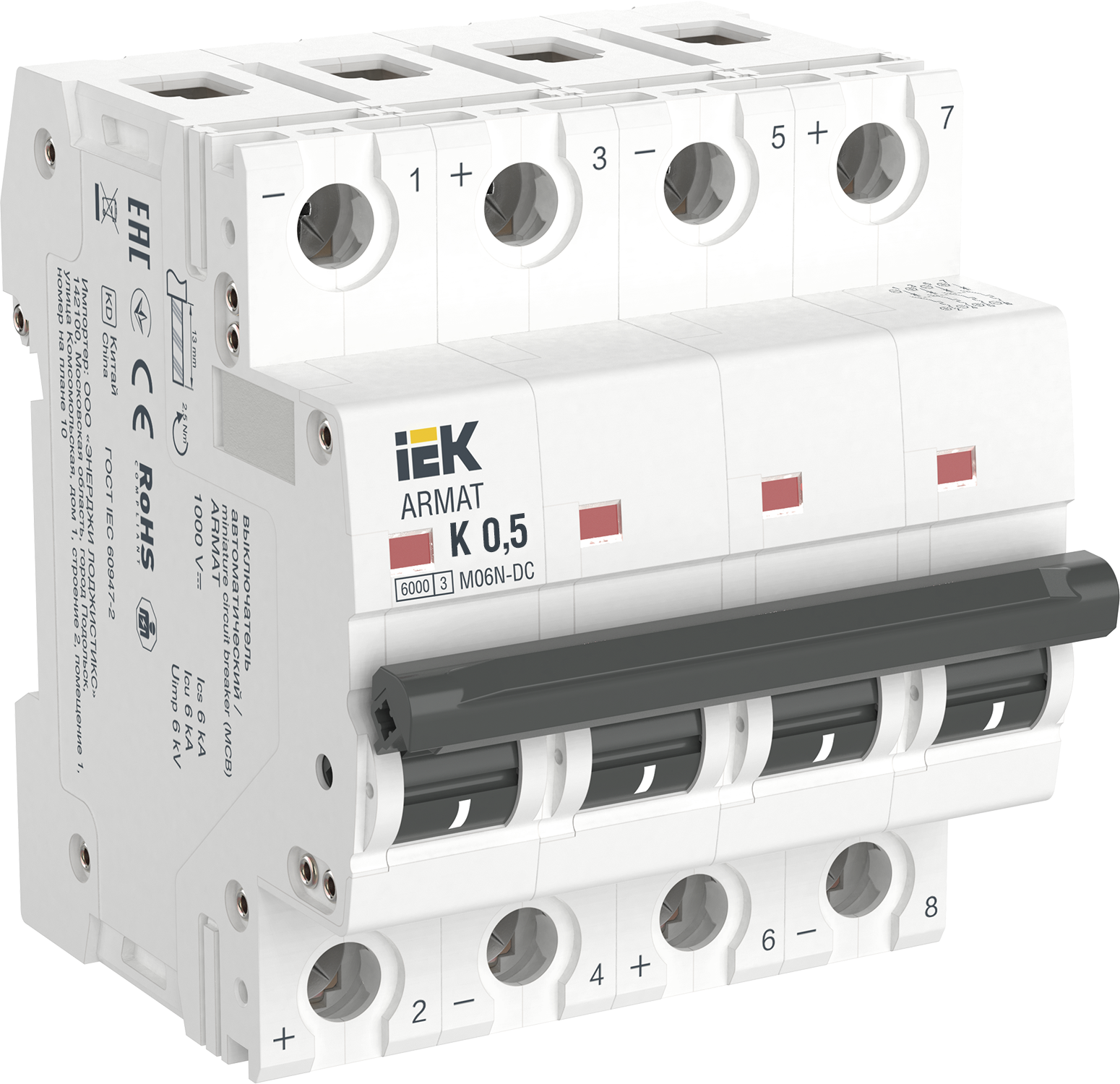 ARMAT Автоматический выключатель M06N-DC 4P K 0,5А IEK