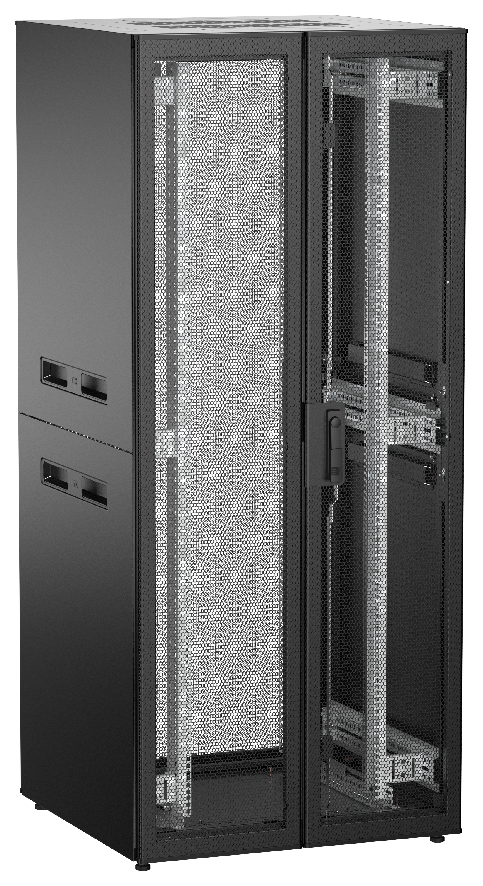 ITK UNITBOX N Шкаф сетевой 19" напольный 38U 800х800мм двери перфорированная металлическая двустворчатая перфорированная черный