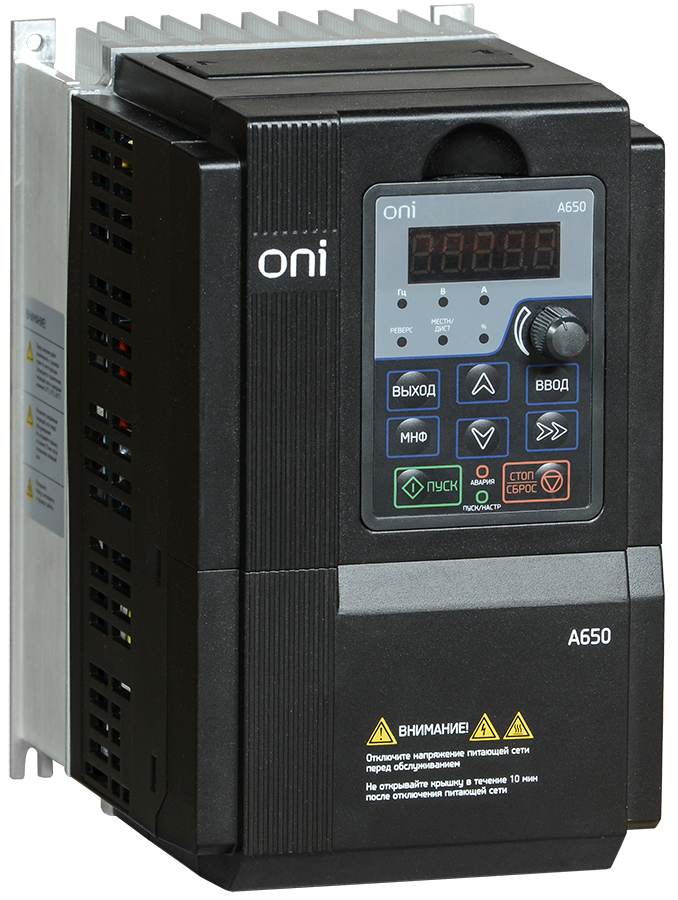 Преобразователь частоты A650 380В 3Ф 3,7kW 9,5А со встроенным тормозным модулем ONI
