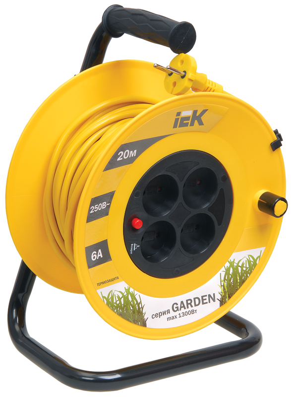 GARDEN Катушка УК20 4 места без заземления с термозащитой 2х0,75мм2 20м IEK