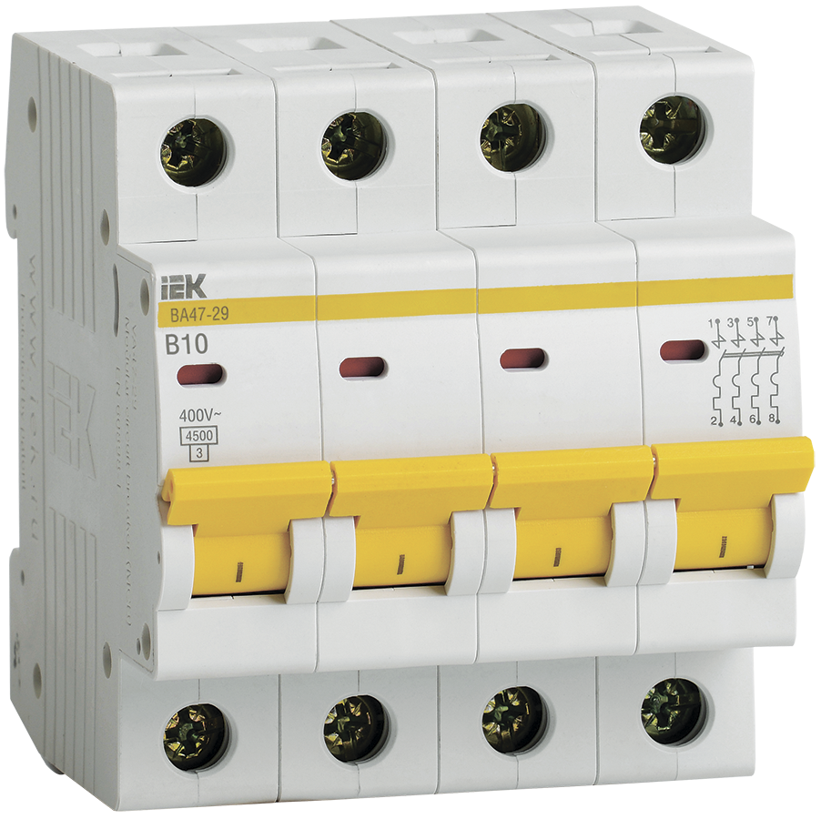 KARAT Автоматический выключатель ВА47-29 4P B 10А 4,5кА IEK