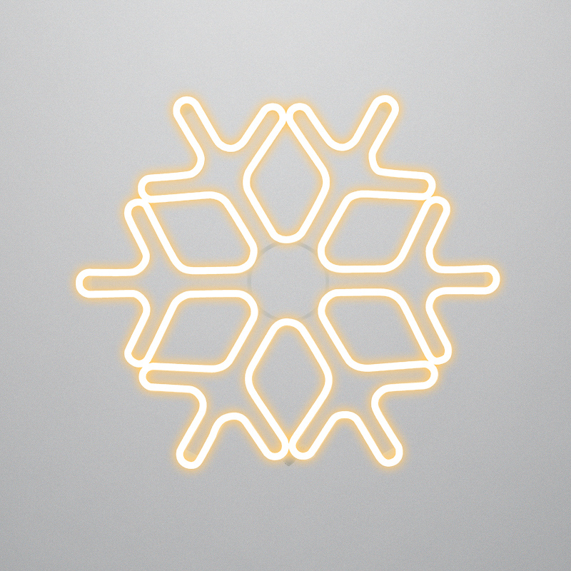 Светодиодная фигура из гибкого неона Снежинка 60x60см ТЕПЛЫЙ БЕЛЫЙ NEON-NIGHT
