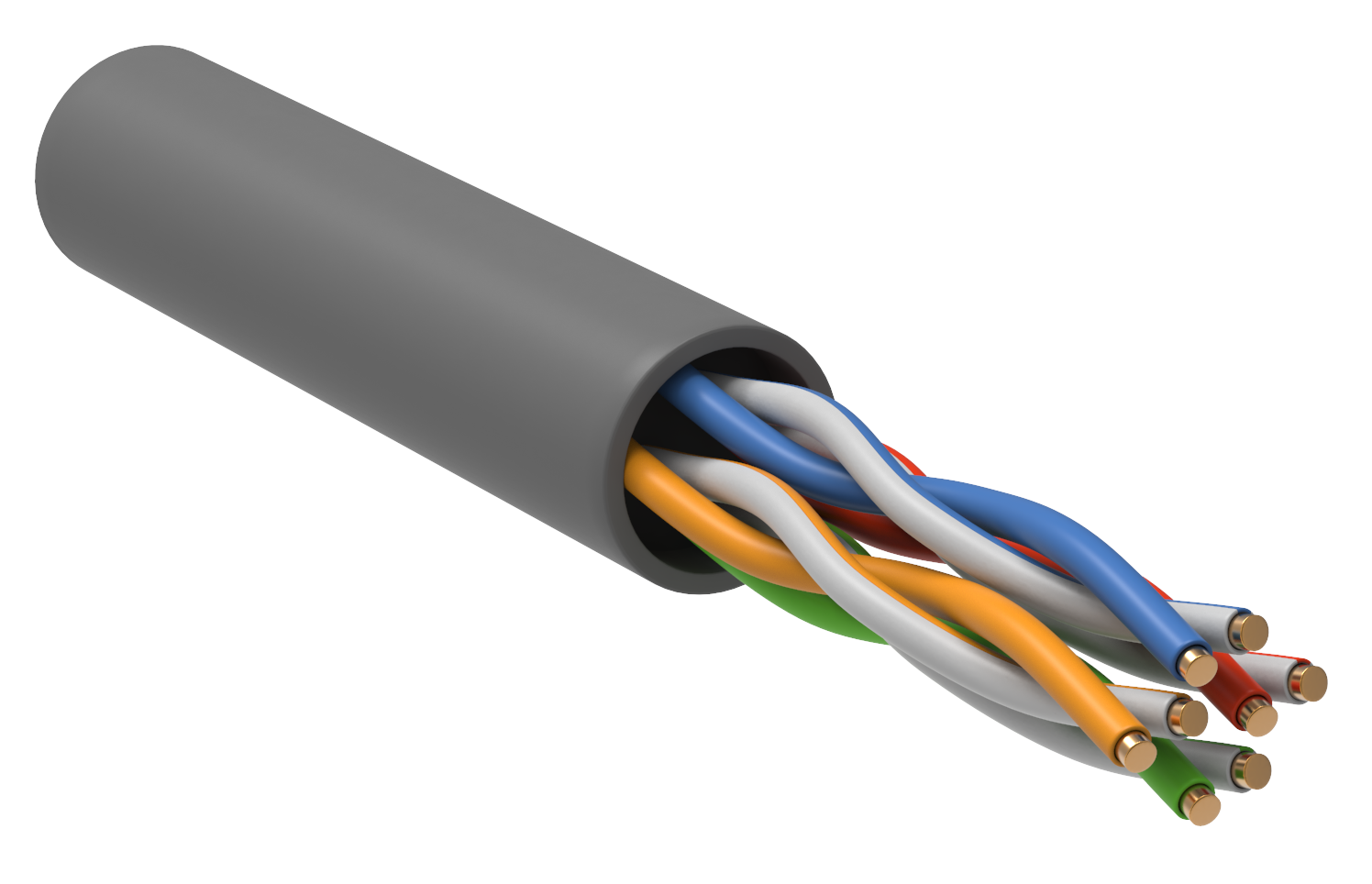 Кабель витая пара U/UTP кат. 5E 4 пары 24 AWG PVC 1м серый GENERICA
