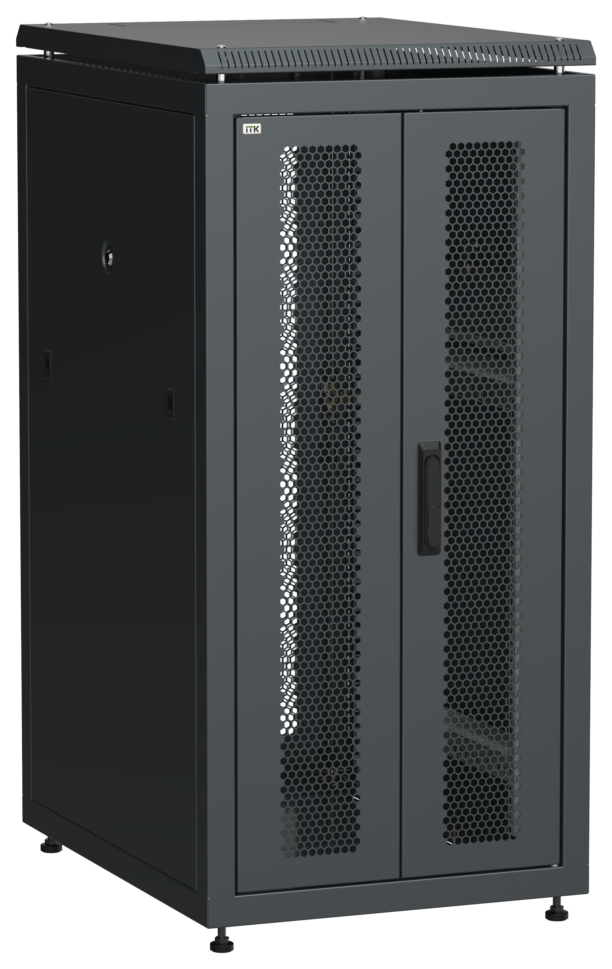 ITK LINEA N Шкаф сетевой 19" 24U 600х800мм двери передняя перфорированная задняя двустворчатая перфорированная черный