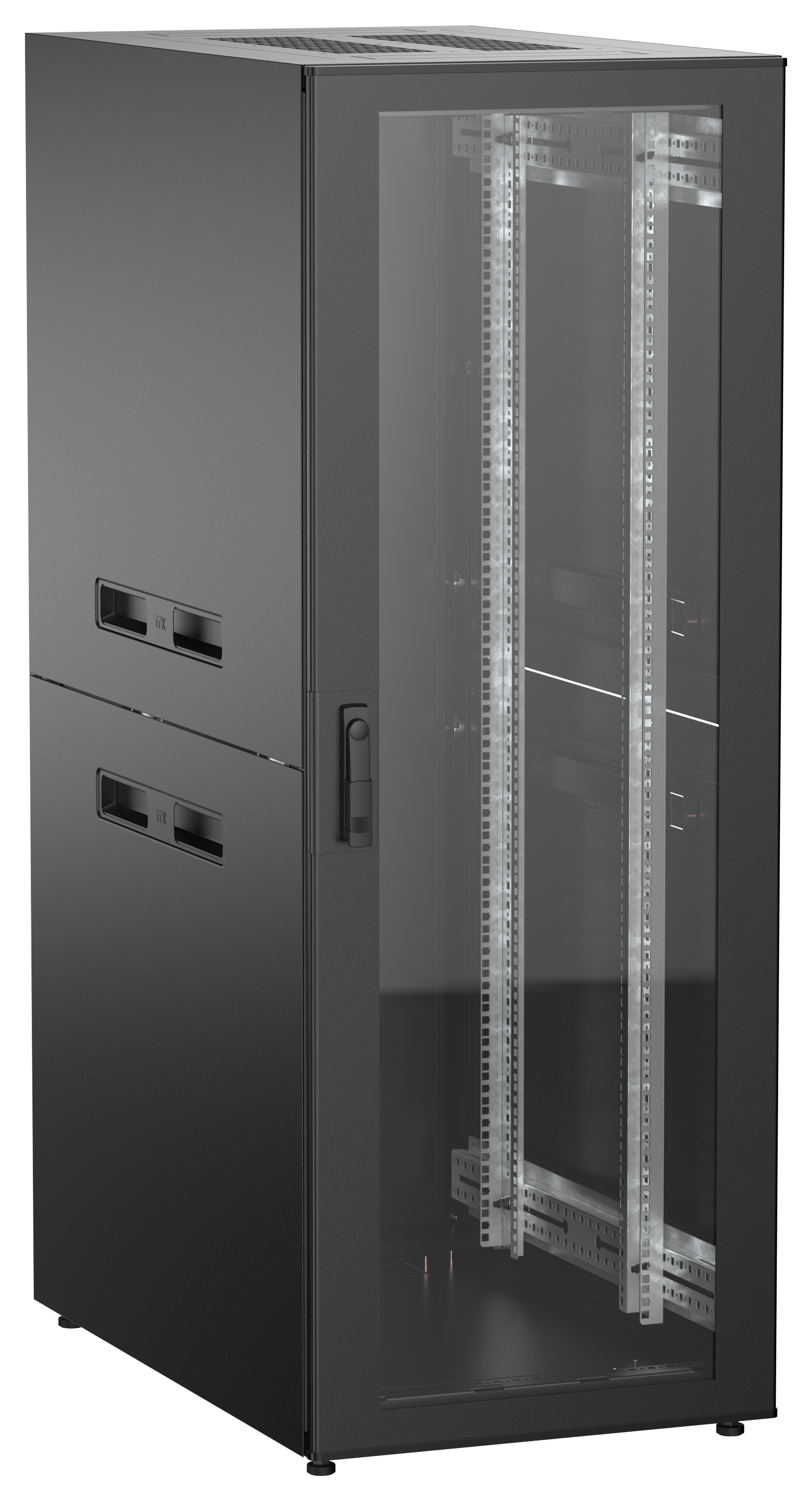 ITK UNITBOX N Шкаф сетевой 19" напольный 33U 600х1000мм стеклянная передняя дверь черный