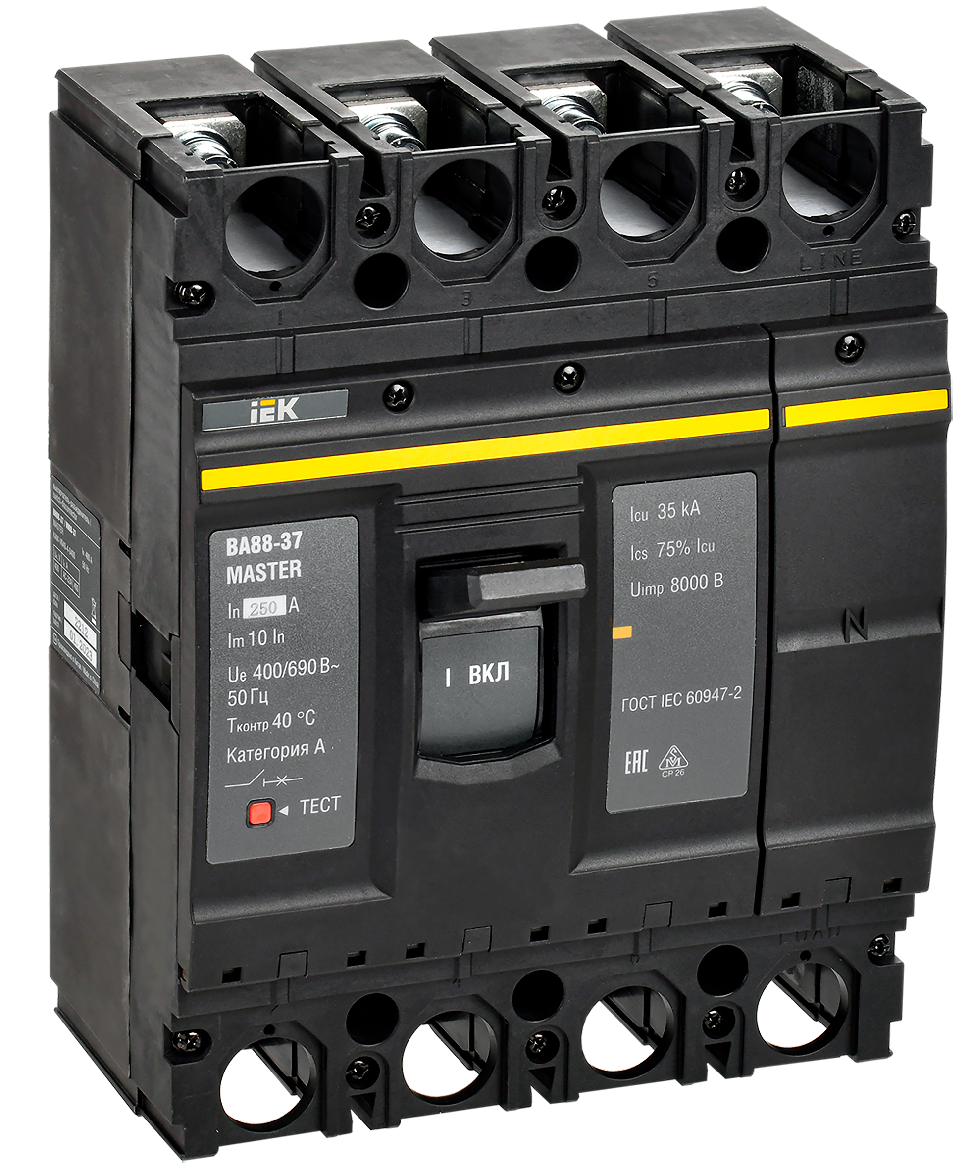 Выключатель автоматический ВА88-37 4P 250А 35кА MASTER IEK