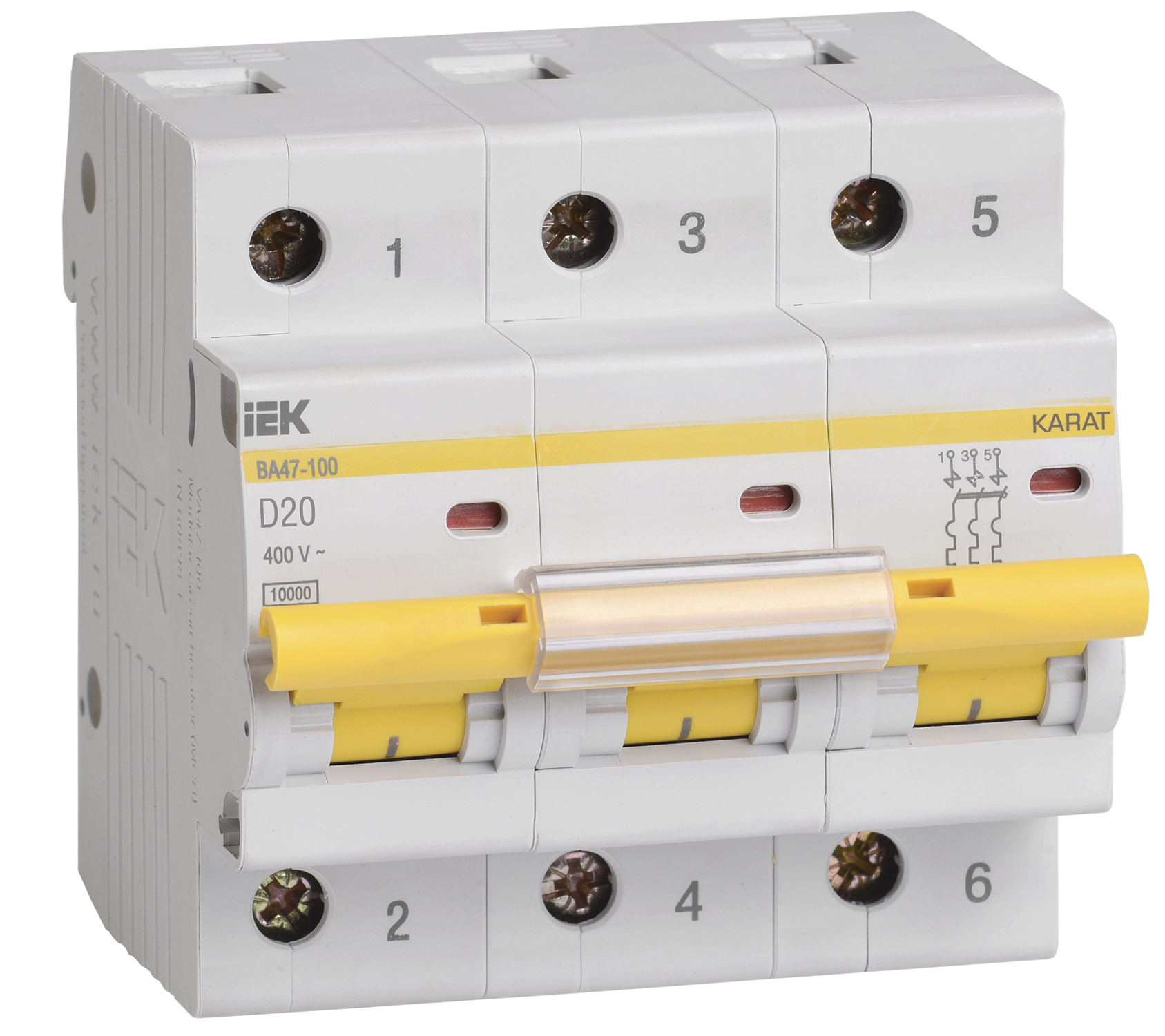 KARAT Автоматический выключатель ВА47-100 3P D 20А 10кА IEK