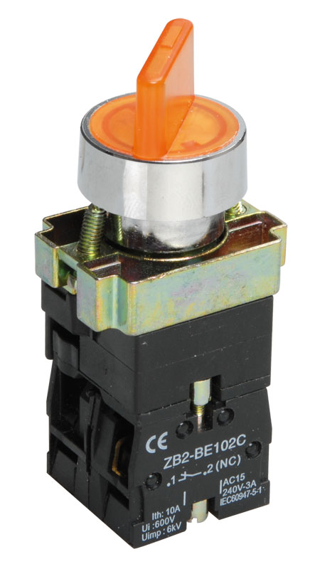Переключатель LAY5-BK2565 2 положения желтый NO+NC IEK