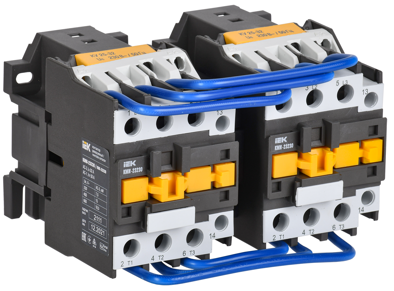 Контактор КМИ-23230 реверс 32А 230В/АС3 2NO IEK