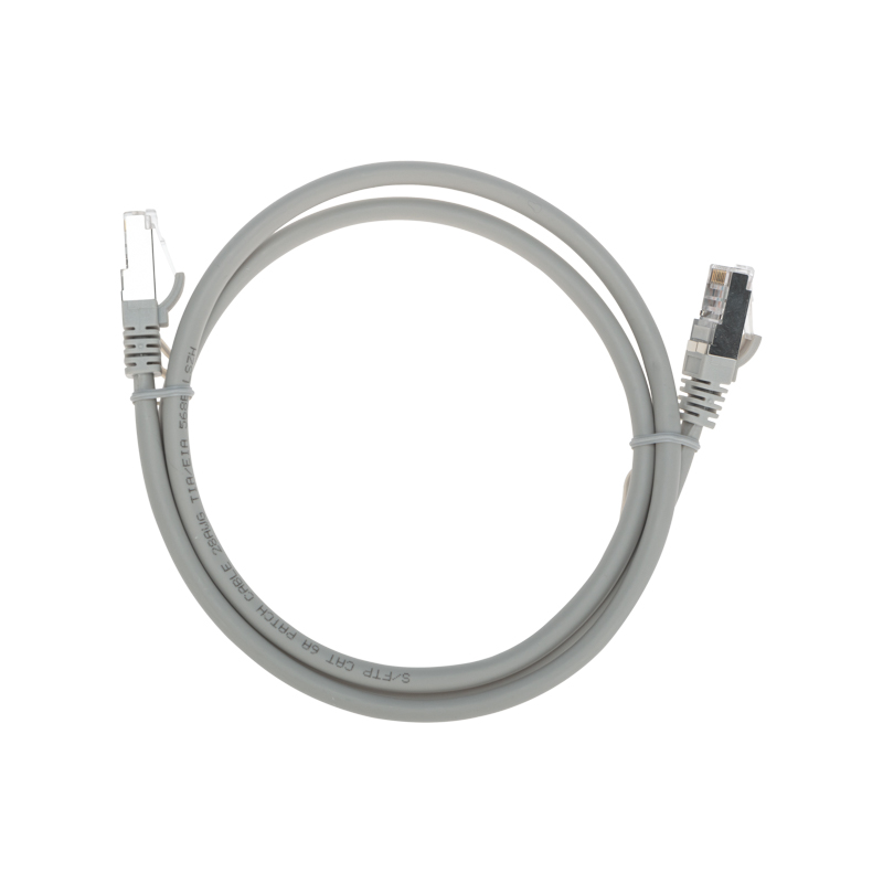 Шнур коммутационный патч-корд S/FTP, CAT 6A (10G), RJ45-RJ45, 28AWG, LSZH, серый, 1м REXANT