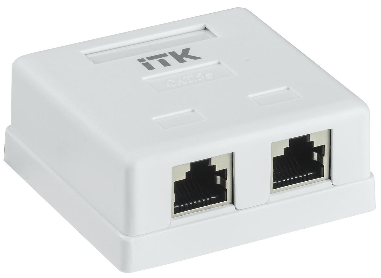 ITK Настенная информационная розетка RJ45 кат.5e FTP 2-порта